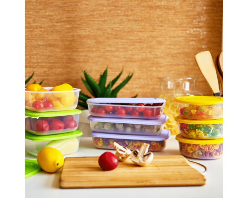 Food storage container rectangular 2,5L (transparent / lilac)