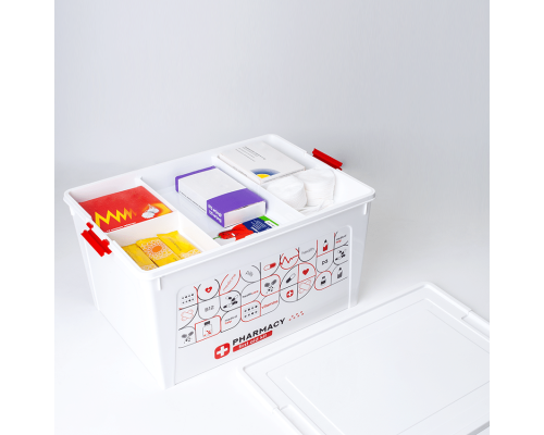 Контейнер "Smart Box" з органайзером та декором 18л. (білий, Аптечка)