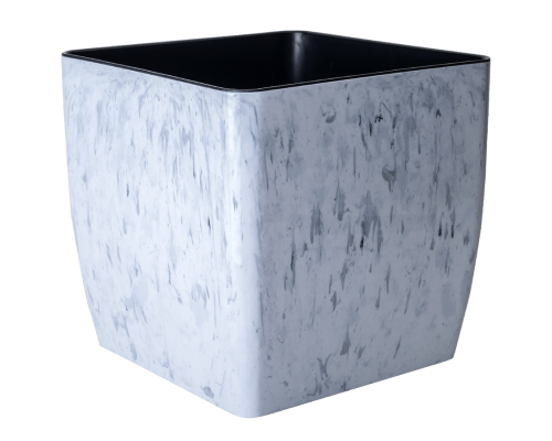 Вазон "Квадро" низький 27*27*26см. Stone (білий мармур)