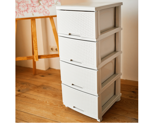 Chest "Rattan" on 4 drawers (white rose)