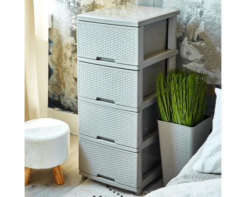 Chest "Rattan" on 4 drawers (white rose)