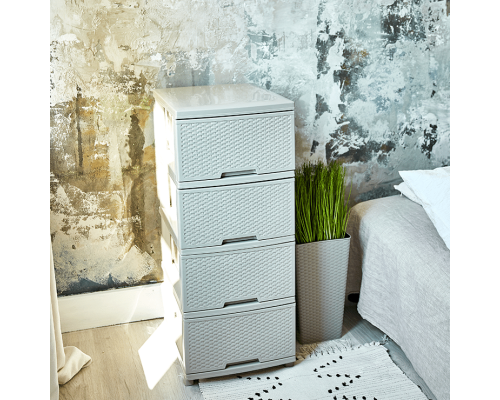 Chest "Rattan" on 4 drawers (white rose)