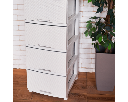 Chest "Rattan" on 4 drawers (white rose)