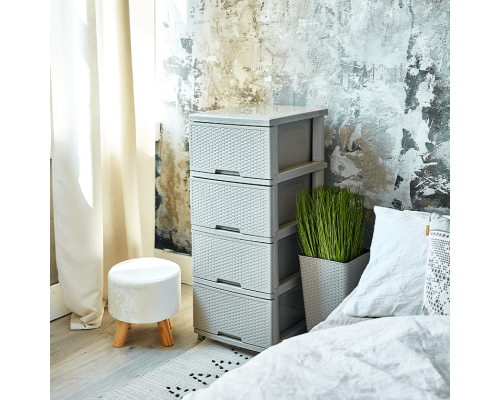 Chest "Rattan" on 4 drawers (white rose)