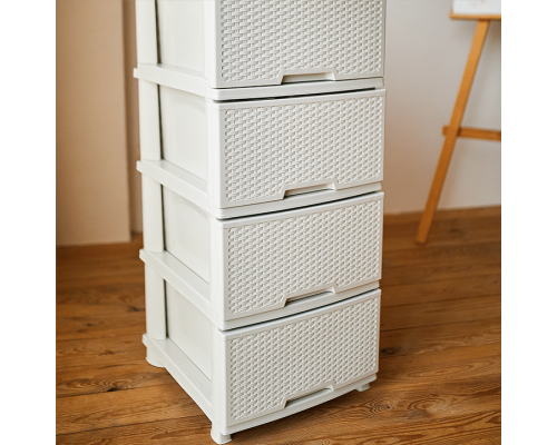 Chest "Rattan" on 4 drawers (white rose)