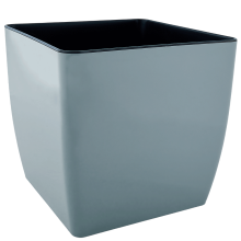 Flowerpot "Quadro" low with insert 27x27x26cm (gray blue)