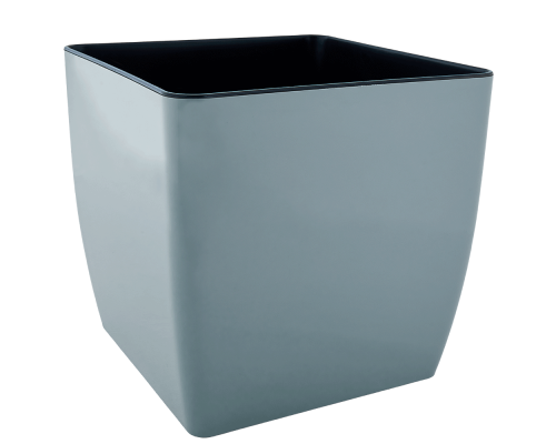 Flowerpot "Quadro" low with insert 27x27x26cm (gray blue)