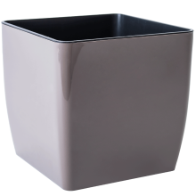 Flowerpot "Quadro" low with insert 27x27x26cm (cappuccino)