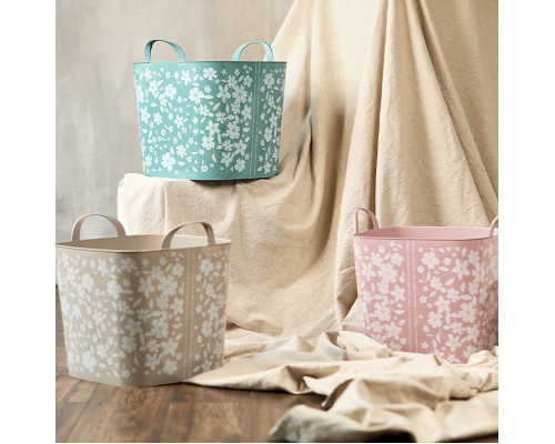 Basket "Practic" with decor (Fleur: cocoa)