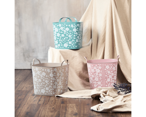 Basket "Practic" with decor (Fleur: cocoa)