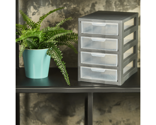 Flowerpot "Deco" with insert 16x15,5cm (gray blue / white)