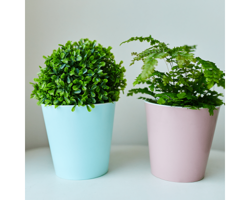 Flowerpot "Deco" with insert 16x15,5cm (gray blue / white)