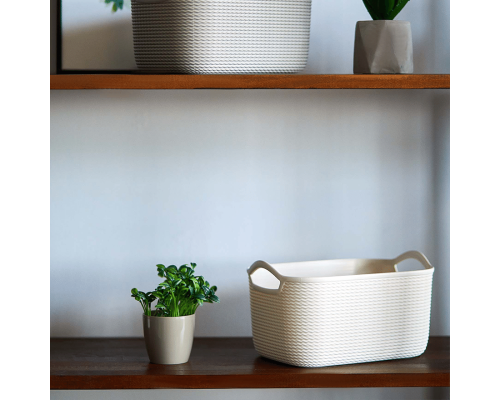 Basket "Jute" M (white rose)