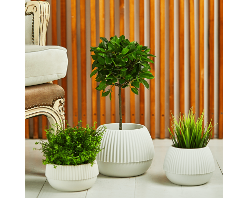 Flowerpot "Boho" low d18cm (white rose)