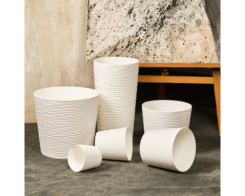 Flowerpot "Fusion" with insert low d42x40cm (white)