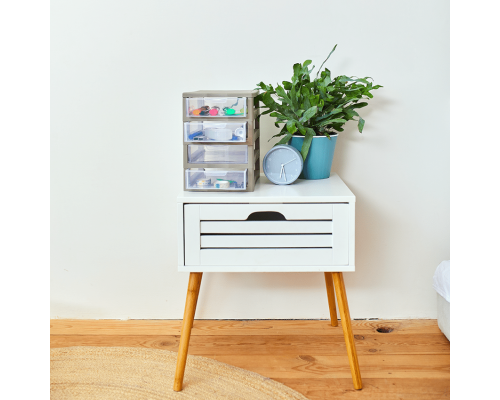 Flowerpot "Deco" with insert 13x12,5cm (gray blue / white)