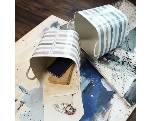 Basket "Practic" with decor (Lines light blue)