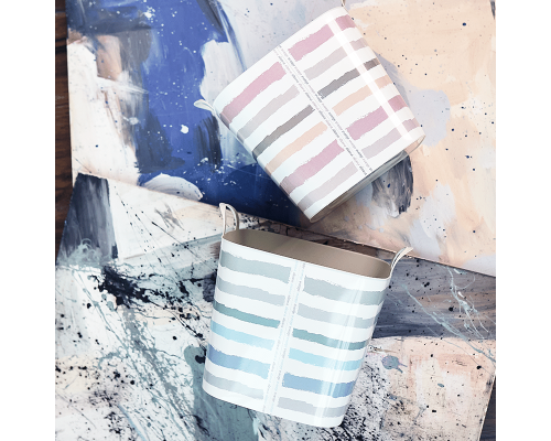Basket "Practic" with decor (Lines light blue)