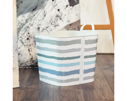 Basket "Practic" with decor (Lines light blue)