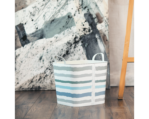 Basket "Practic" with decor (Lines light blue)