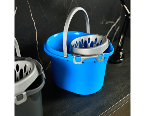 Pail for cleaning 15L with wringer (light blue / gray)