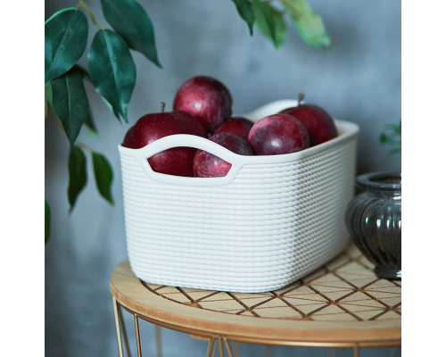 Basket "Jute" S (white rose)