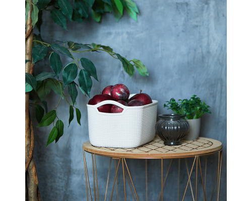 Basket "Jute" S (white rose)