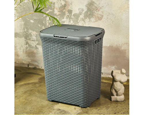 Laundry bin "Rattan" 50L (granite)