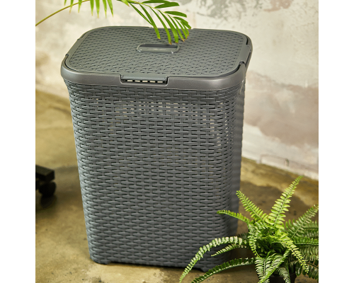 Laundry bin "Rattan" 50L (granite)