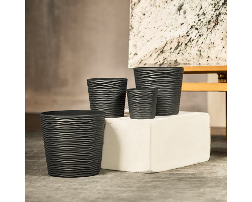 Flowerpot "Fusion" with insert low d12x11cm (granite)