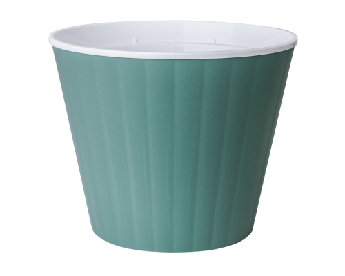 Flowerpot "Ibis" with insert 15,7x13,0cm (green / white)