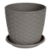 Flowerpot "Rattan" with tray 12x11cm (creamy)