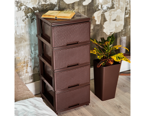 Chest "Rattan" on 4 drawers (dark brown)