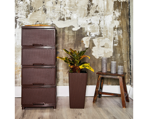 Chest "Rattan" on 4 drawers (dark brown)