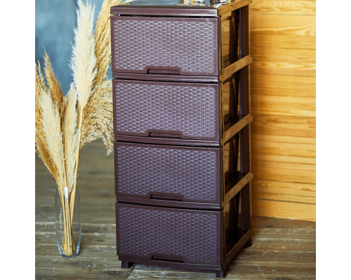 Chest "Rattan" on 4 drawers (dark brown)
