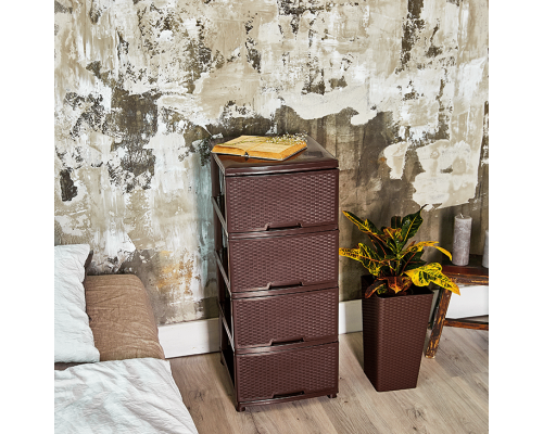 Chest "Rattan" on 4 drawers (dark brown)