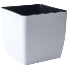 Flowerpot "Quadro" low with insert 27x27x26cm (white)