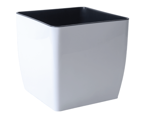 Flowerpot "Quadro" low with insert 27x27x26cm (white)