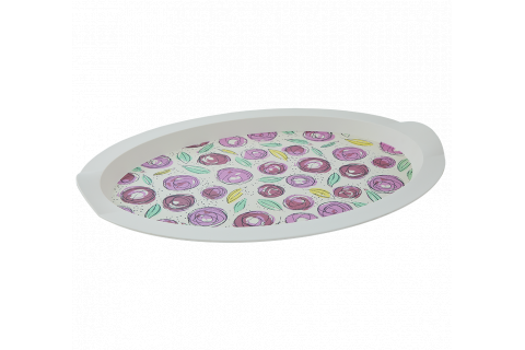 Oval tray with decor