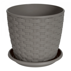 Flowerpot "Rattan" with tray 12x11cm. (cocoa)