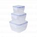 Food storage container with clip square set "3 in 1" (transparent)