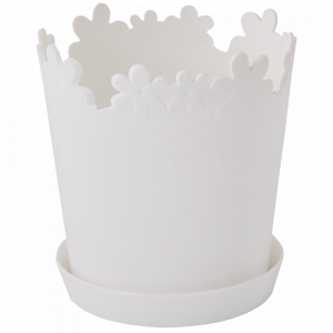Flowerpot "Buttercup" with tray 13cm. (white)