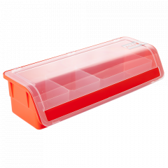 Long storage bin with lid and removable boxes 275x100x70mm. (orange)