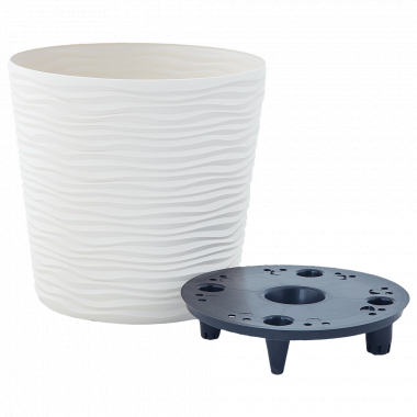 Flowerpot "Fusion" with insert low d23,5*22cm. (white rose)