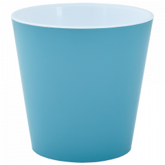 Flowerpot "Deco" with insert 13x12,5cm. (gray blue / white)