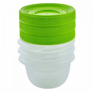 Set of containers "Omega" 0,285L. (3 pcs.) (transparent / olive)