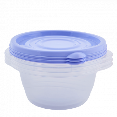 Set of containers "Omega" round 0,75L. (3 pcs.) (transparent / lilac)