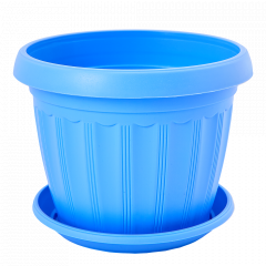 Flowerpot "Terra" with tray 12x 9cm. (light blue)