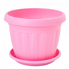 Flowerpot "Terra" with tray 12x 9cm. (pink)