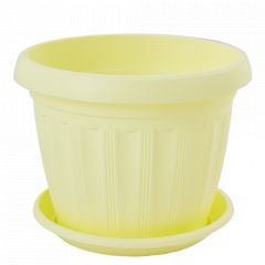 Flowerpot "Terra" with tray 14x11cm. (yellow)